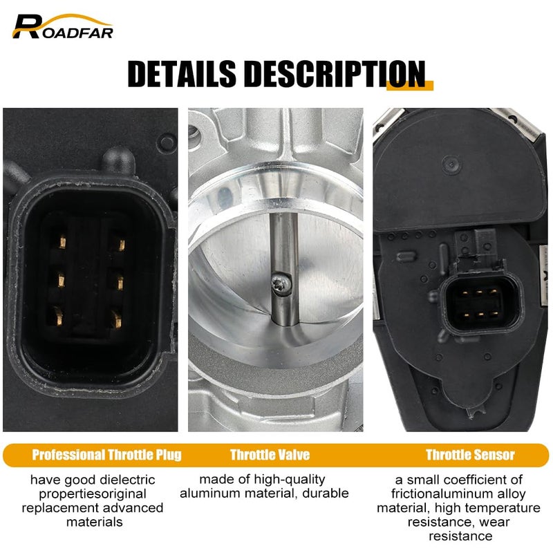 ROADFAR Throttle Body S20015 12607362 for 2010-2011 for Buick, 2010-2011 for Chevrolet Equinox, 2010-2011 for GMC Terrain, 2008-2010 for Pontiac G6, 2008-2009 for Saturn Aura, 2008-2010 for Saturn Vue - Image 2